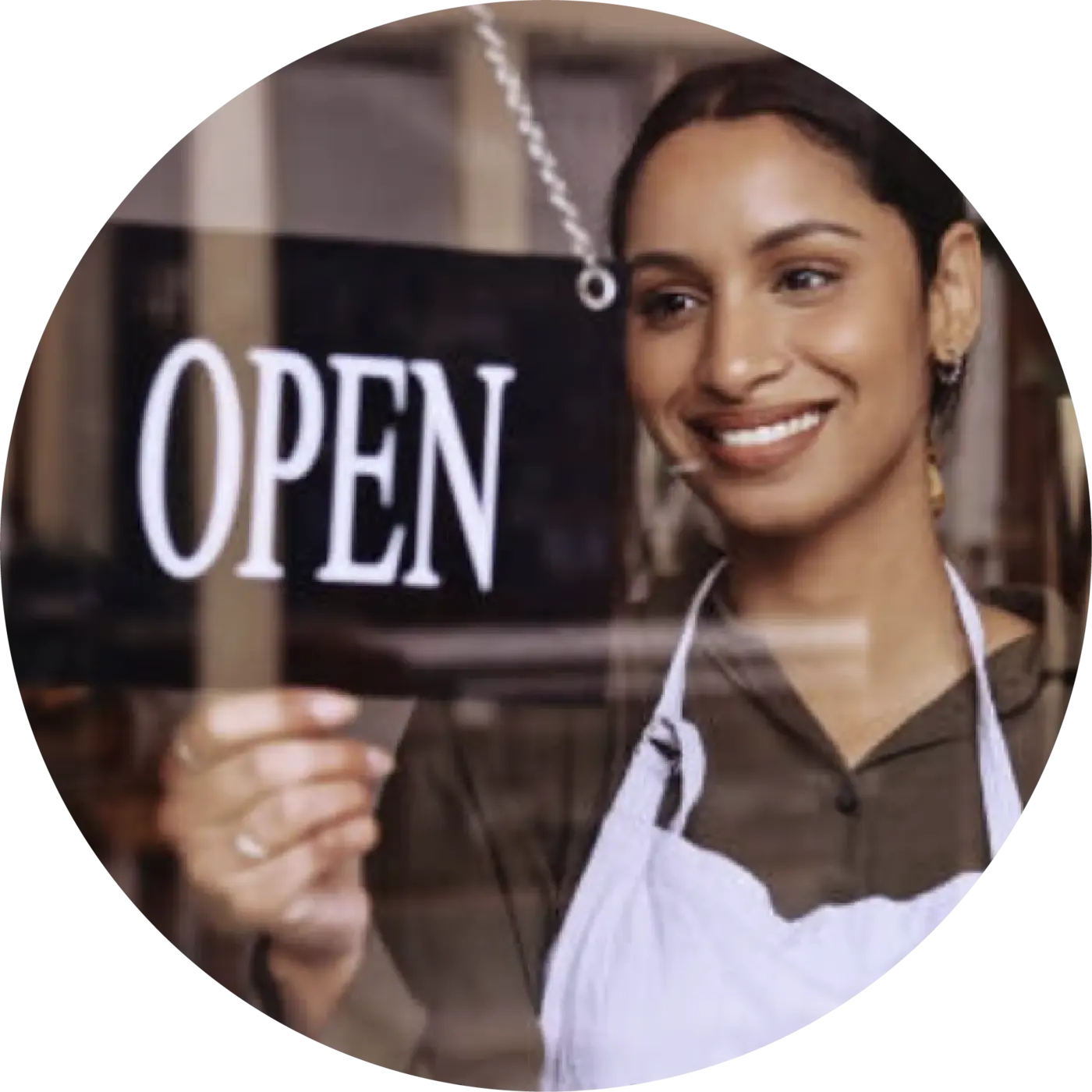 Business owner opening her shop
